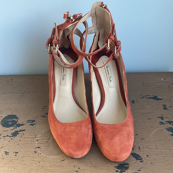 Massimo Dutti Women’s Strappy High-heels Burnt Orange Suede Size 37 (6.5 US) - Picture 4 of 13